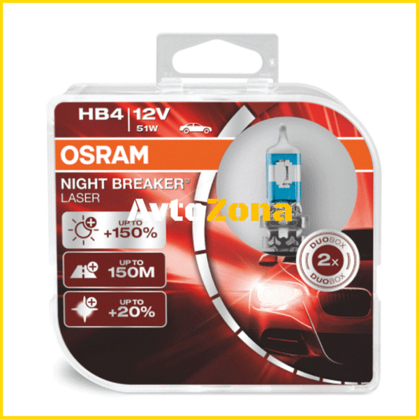 Халогенни крушки Osram Night Breaker Laser HB4 / 9006 2бр/к-т - Avtozona