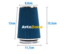 155mm Универсален Спортен Въздушен Филтър Син За Автомобил Конус - Avtozona