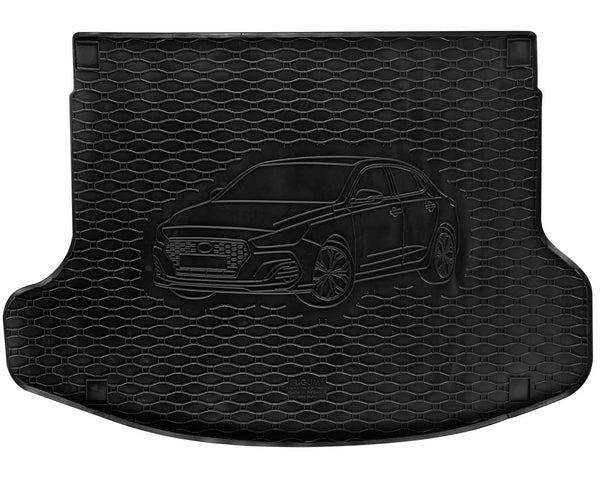 Гумена стелка за багажник Rigum за Hyundai i30 Fastback (2019+) и i30 N Fastback (2021+) горно положение, с 3D щампа на автомобила