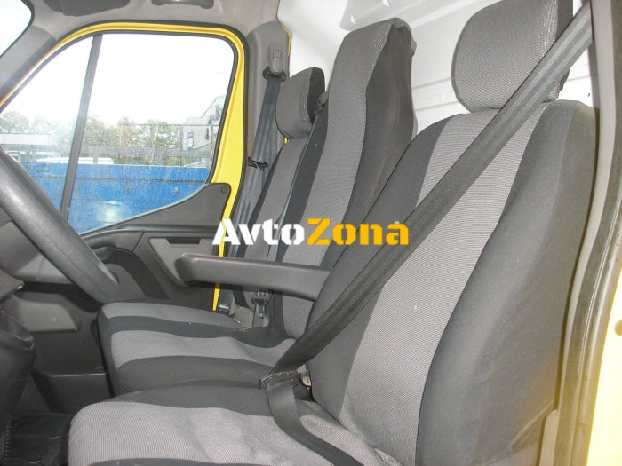2 + 1 Комплект Луксозна Сиво-Черна Тапицерия Калъфи За Предни Седалки за Рено Мастер Renault Master 2009-2016 - Avtozona