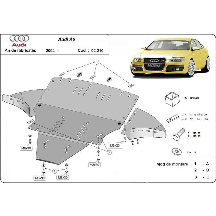 Метална кора под двигател и скоростна кутия за AUDI A6 (4F2, C6) от 2004 до 2011 - 2