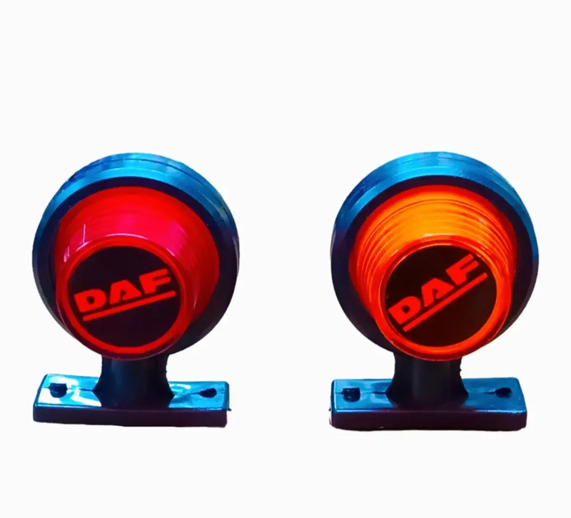 1 брой LED ЛЕД страничен габарит рогче 12 -24V оранжево - червено “old school” Неон Ефект с лого DF