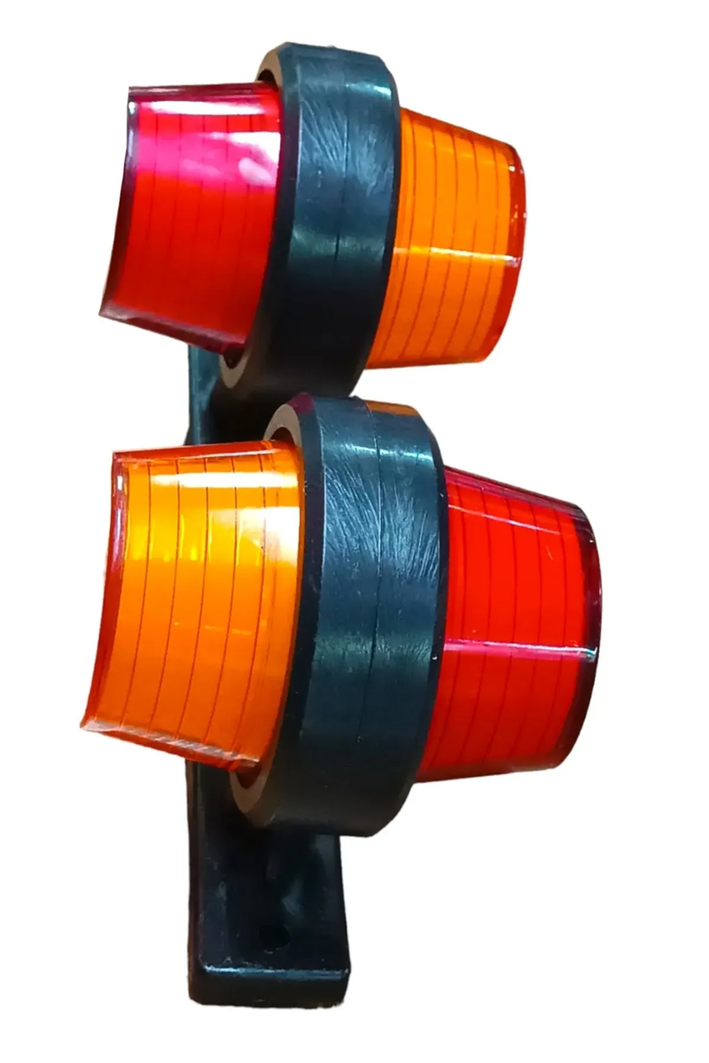 1 брой LED ЛЕД страничен габарит рогче 12 -24V оранжево - червено “old school” Неон Ефект с лого DF