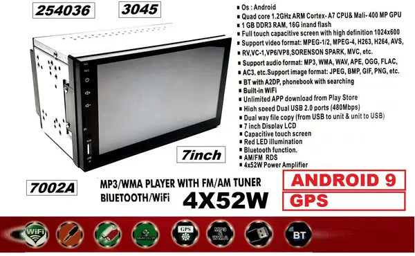 MP3 -Двоен Дин -мултим.7’’ Andr 9+ навигация - Avtozona