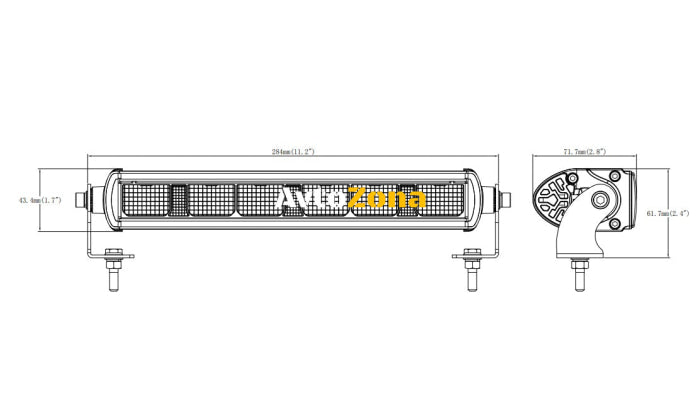 28,4 См LED Лед Бар с Насоченa SPOT Светлина Три Функции Е-Mark 30W 2200lm 12V-24V Автомобил АТВ Джип 4х4 SUV Offroad Камион - Avtozona