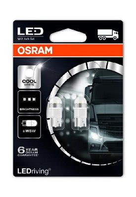 Комплект от 2 бр. LED крушки Osram W5W SL 6000K, 24V, 1W Студено бяла