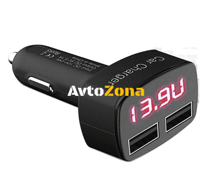 Волтметър с USB за запалка 3в1 -8572 - Avtozona