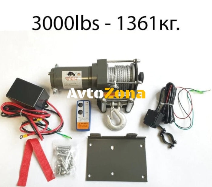 Електрическа лебедка със стоманено въже 3000LBS (1361 кг) - Avtozona
