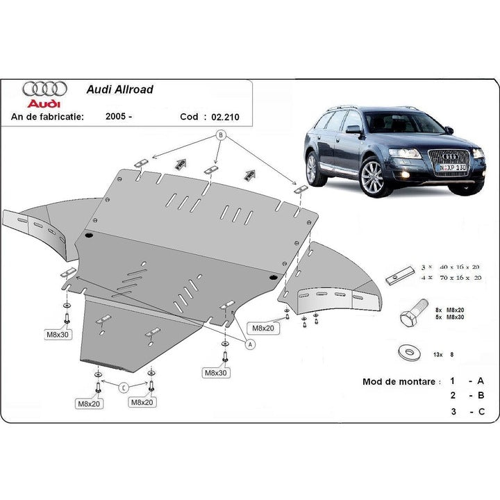 Метална кора под двигател и скоростна кутия за AUDI A6 (4F2, C6) от 2004 до 2011 - 2