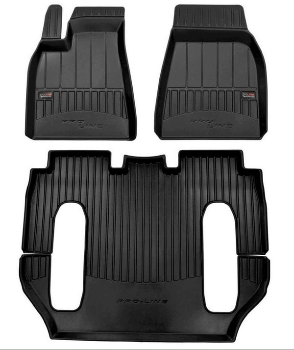 3D гумени стелки Frogum за Tesla Model X (2015+) 6-местен модел – 3 части, черни