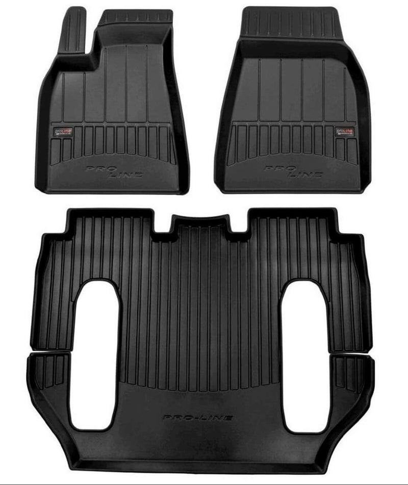 3D гумени стелки Frogum за Tesla Model X (2015+) 6-местен модел – 3 части, черни