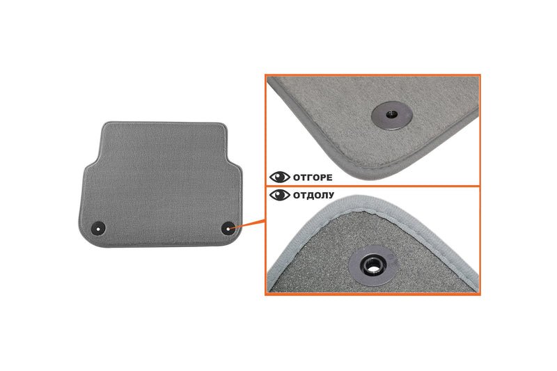 Мокетни стелки Petex за Audi A6 седан/комби (2006–2011), 4 части, сиви, Comet, захват B01E8