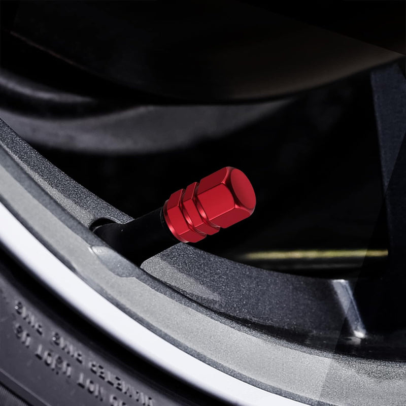 4бр Алуминиеви капачки за вентили на гуми червени - Avtozona