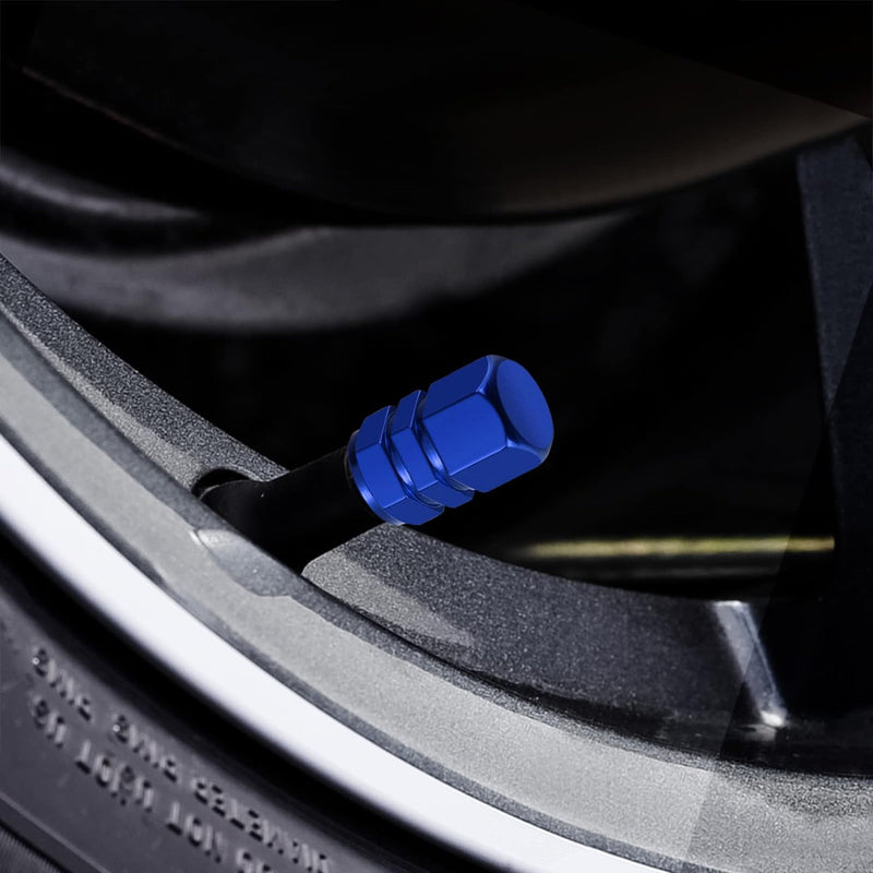 4бр Алуминиеви капачки за вентили на гуми сини - Avtozona