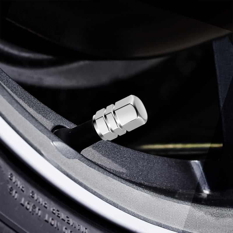 4бр Алуминиеви капачки за вентили на гуми сребристи - Avtozona