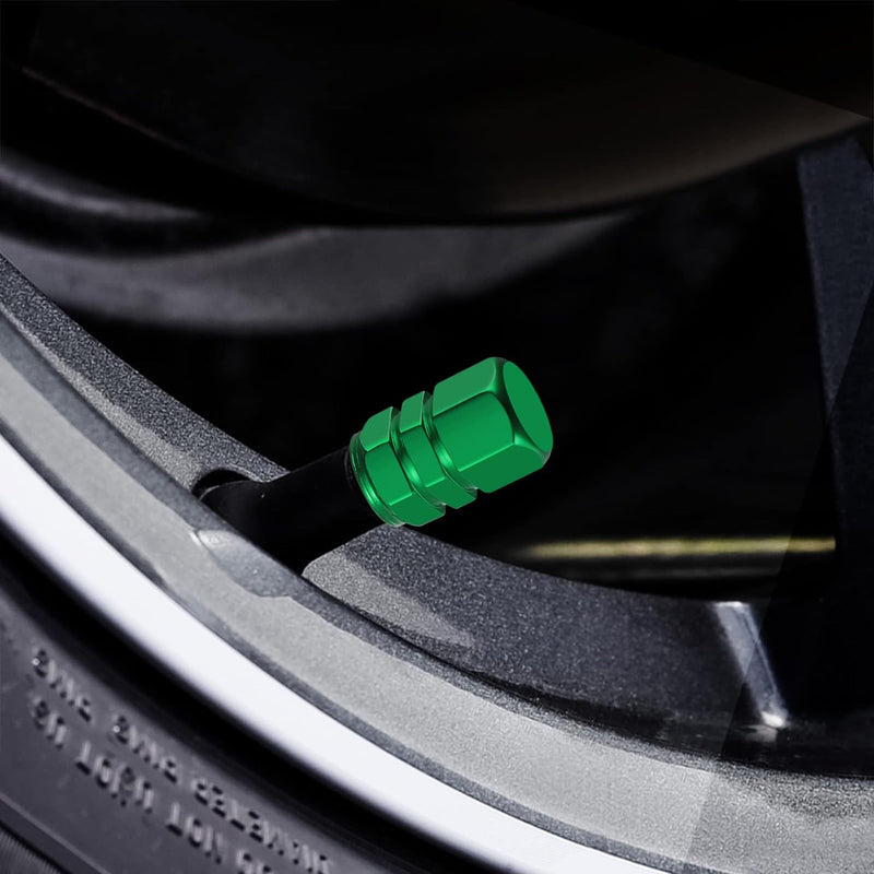 4бр Алуминиеви капачки за вентили на гуми зелени - Avtozona