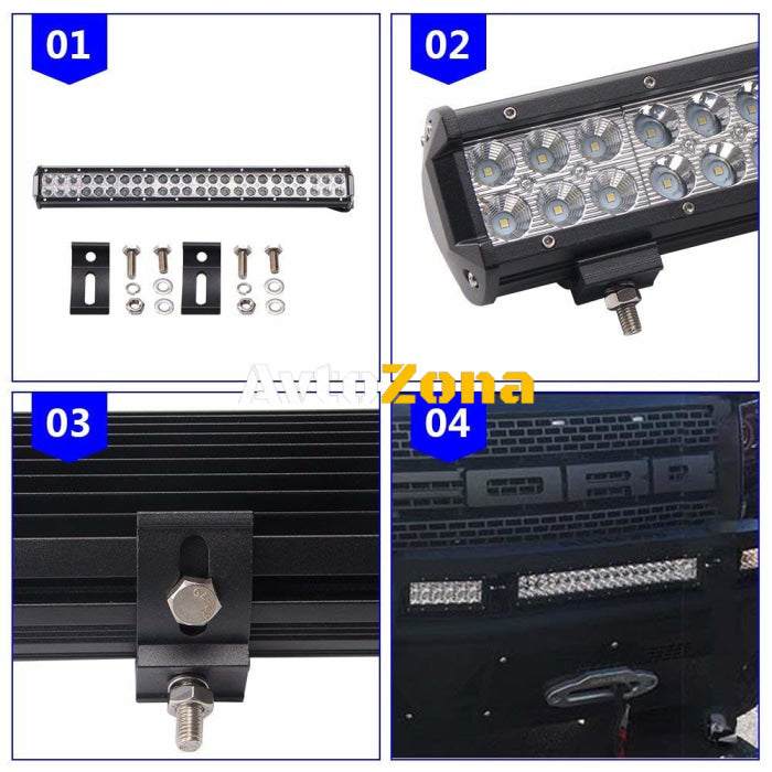 57 См Мощен LED бар Flexzon с Комбинирана Combo светлина 144W 48 LED 12V 24V АТВ Джип 4х4 Offroad - Avtozona