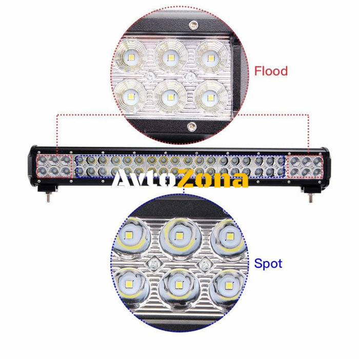 57 См Мощен LED бар Flexzon с Комбинирана Combo светлина 144W 48 LED 12V 24V АТВ Джип 4х4 Offroad - Avtozona