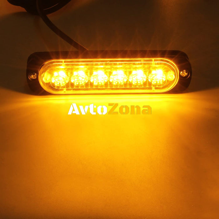 6 Led Аварийна Лампа Жълта Блиц Светлина Мигаща 4 Броя с Контролер 8 Режима На Работа 12V - Avtozona