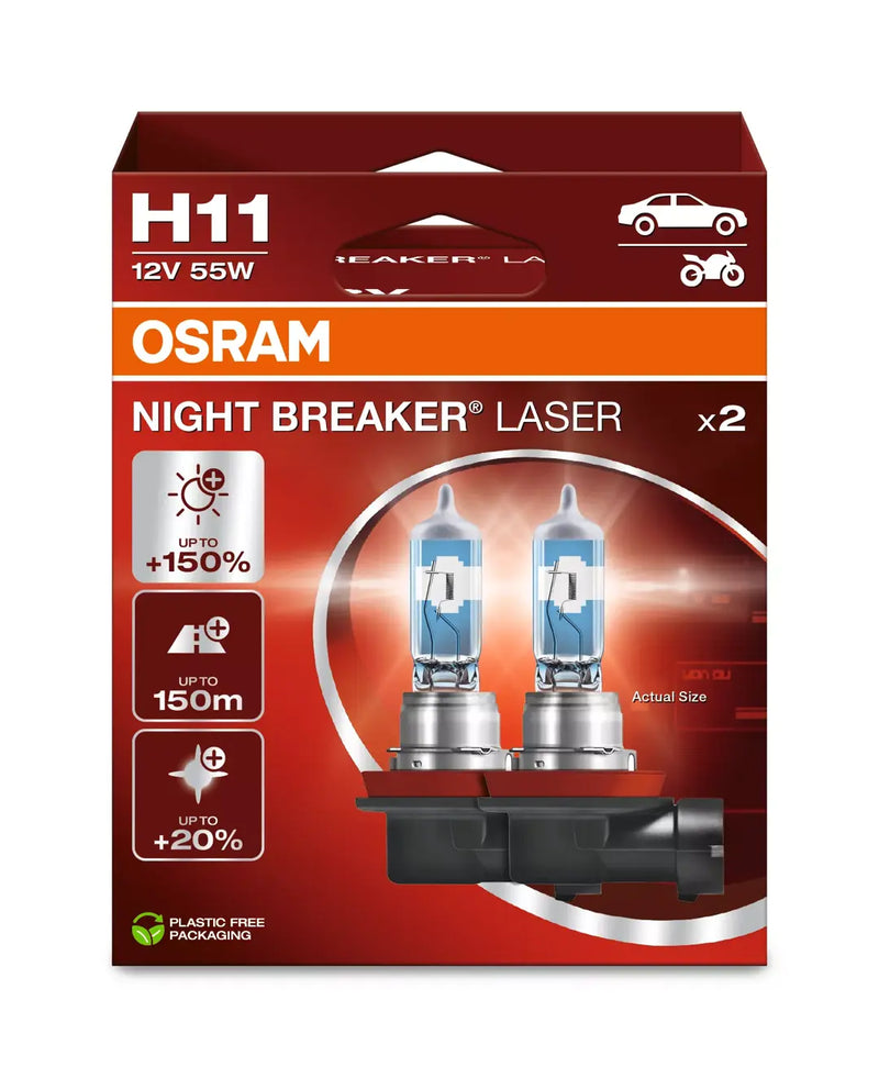 Комплект 2 бр. крушки OSRAM H11 – NIGHT BREAKER® LASER +150% повече светлина