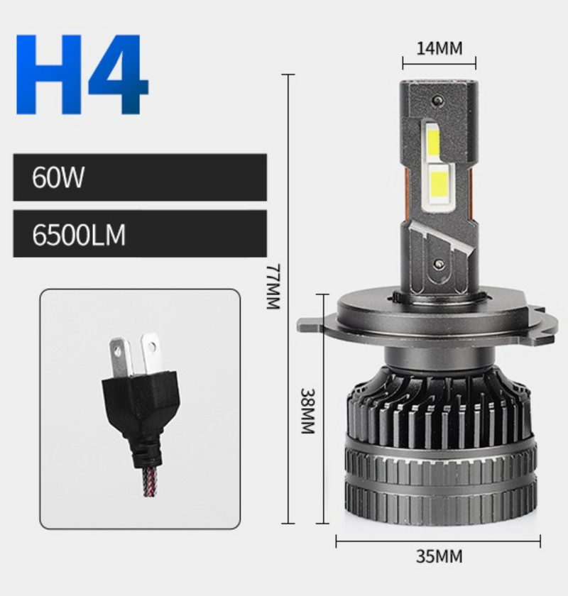 Комплект LED крушки H4 120W 13000lm – Canbus без грешки, 6000K за къси и дълги светлини