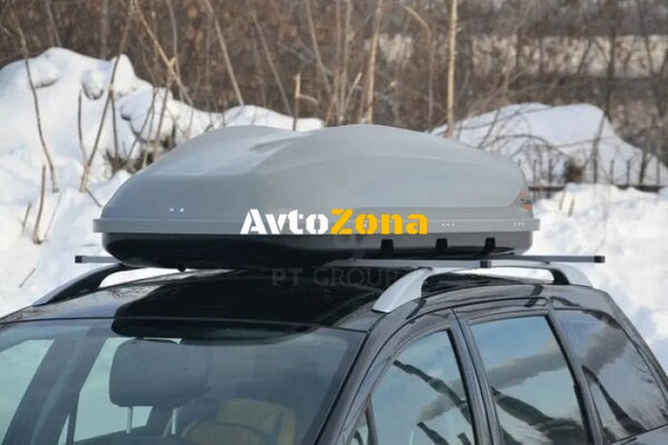 Автобокс Turino Sport 210x81x45cm с двустранно отваряне с ключ 480 литра - сив - Avtozona