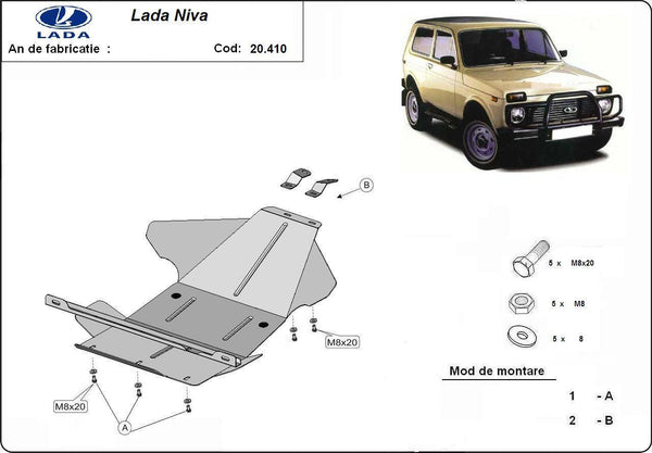 Метална кора за под двигател за LADA NIVA от 1977