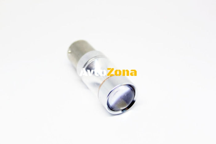 Диодна крушка тип BA15S с 6 диода 2323 и рефлектор - двойна светлина Бяла - Avtozona