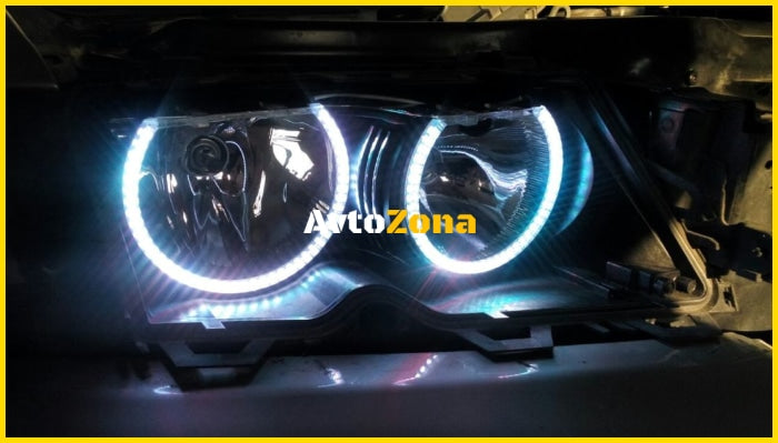 RGB Диодни Ангелски Очи с матирано покритие за BMW E36 / E38 / E39 - с дистанционно сменяне на цветовете - Avtozona
