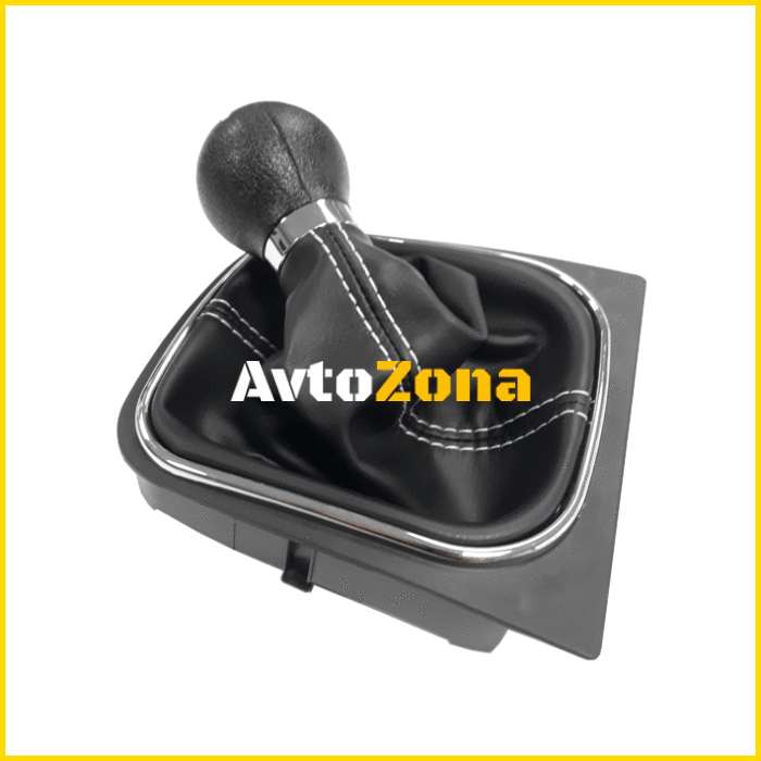Топка за скоростен лост с маншон подходяща за VW Golf V / VI 03-12 с 6 скорости - бял конец - Avtozona