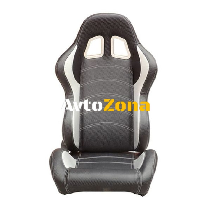 Спортни седалки за МПС от кожа - черно с бяло - Avtozona