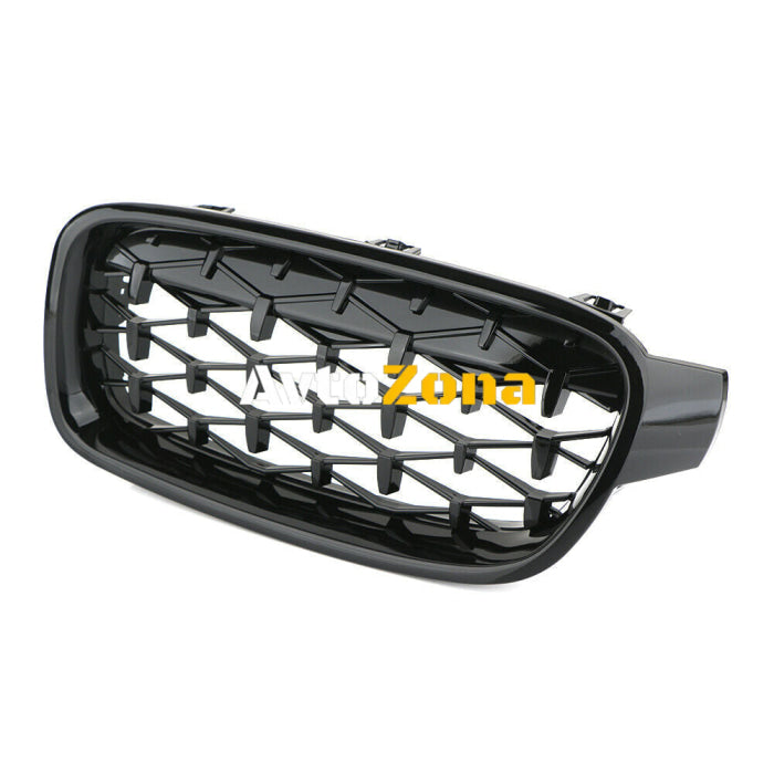 Бъбреци Решетки за BMW 3-та серия 2012-2018 F30 F31 Diamond Style Черен Гланц - Avtozona