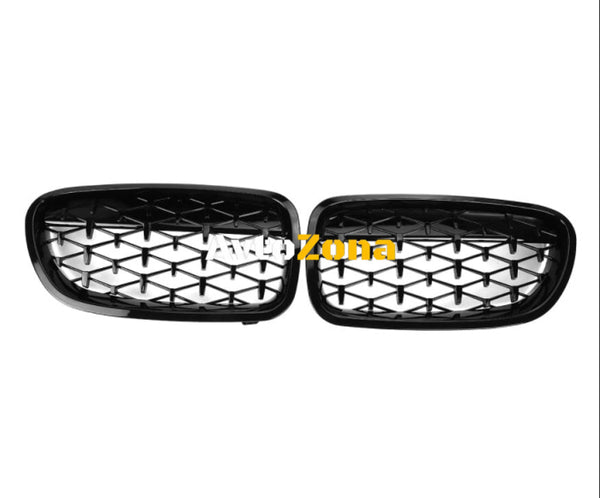 Бъбреци Решетки за BMW 5-та серия 2010-2017 F10 F11 F18 M5 528i 535i 535xi 520i 523i 525i Diamond Style Черен Гланц - Avtozona