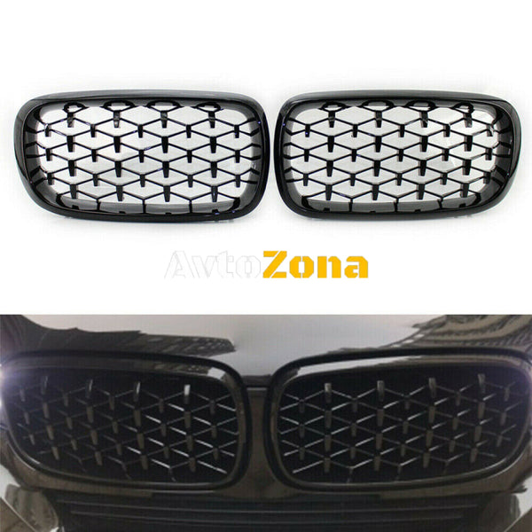Бъбреци Решетки за BMW X5 E70 / X6 E71 (2007-2013)Diamond Style Черен Гланц - Avtozona