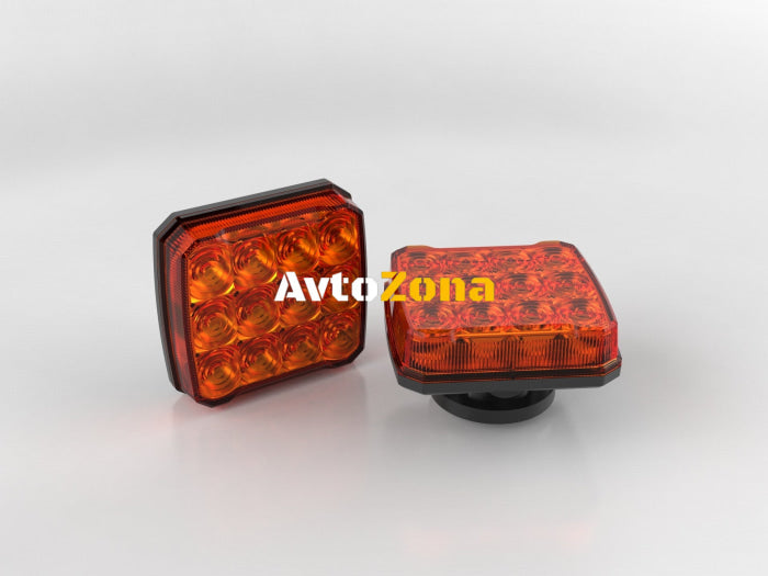 Безжични Wireless Аварийни Сигнални Блиц Светлини Лампи Маяк с Mагнит 12v 24v Лед Led Оранжеви с 12 режима на работа - Avtozona