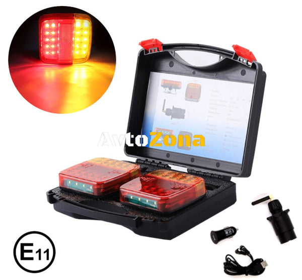 Безжични Wireless С Магнит 12V 24V Лед Led Диодни Стопове за Ремарке Каравана Платформа 5 Функции - Avtozona