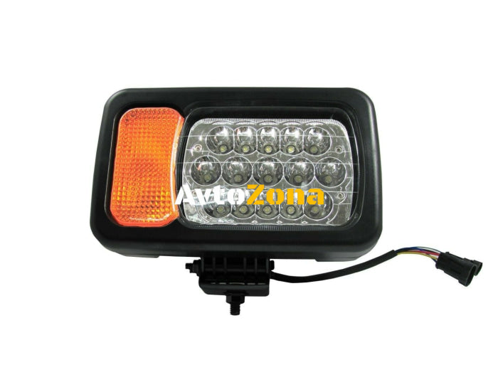 Десен LED фар - къси / дълги светлини мигач рефлектор - подходящ за трактор комбайн багер и др - 16 диода - Avtozona
