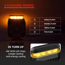 Диоден Лед LED халоген фар 14W бяла светлина + аварийна сигнална блиц оранжева светлина 12V - 24V - Avtozona