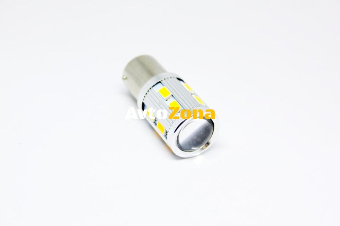 Диодна крушка BA15S с 16 ултраярки диода и лупа единична светлина Оранжев - Avtozona