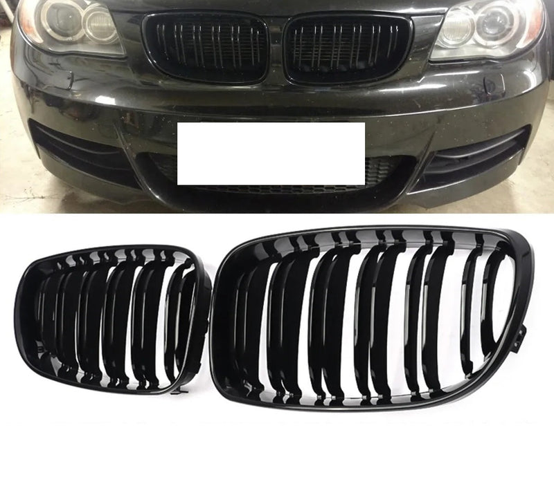 Двойни Бъбреци Решетки За БМВ BMW 1-ва Серия Фейслифт Facelift E81 E82 E87 E88 2008г.-2011г. Черен Гланц Лак - Avtozona