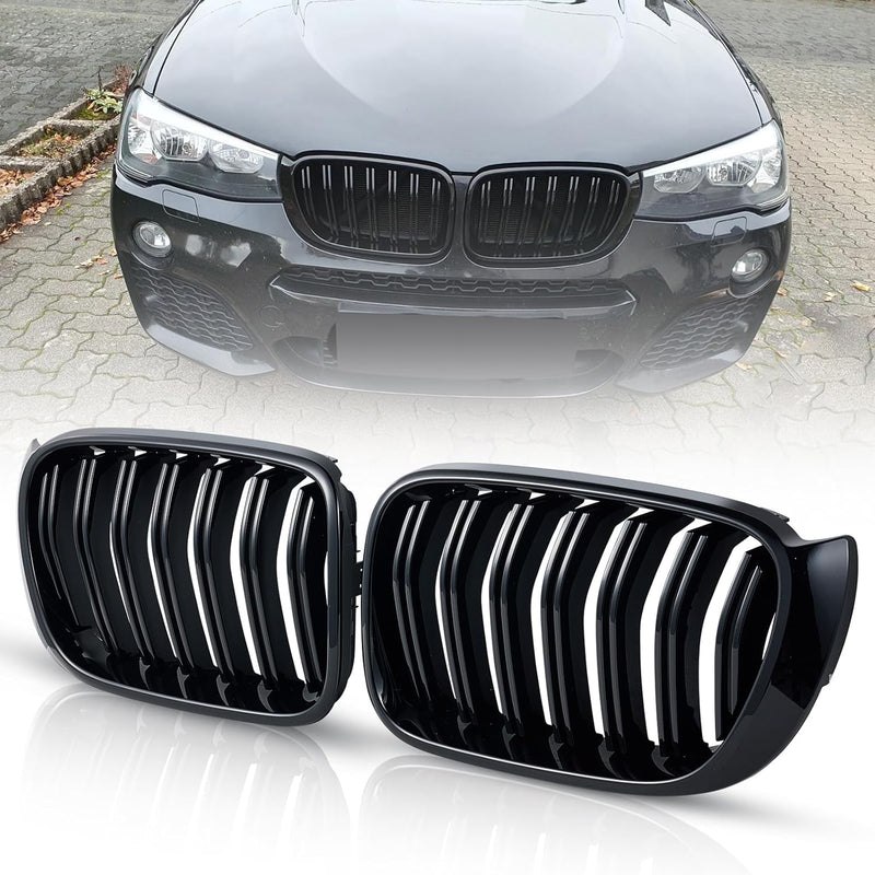 Двойни Бъбреци Решетки За БМВ BMW X3 X4 FACELIFT F25 F26 2014 - 2017г. Черен Гланц Лак - Avtozona