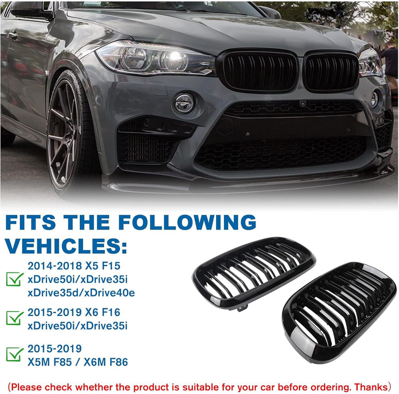 Двойни Бъбреци Решетки За БМВ BMW X5 X6 F15 F85 F16 F86 2014 + Черен Гланц Лак - Avtozona