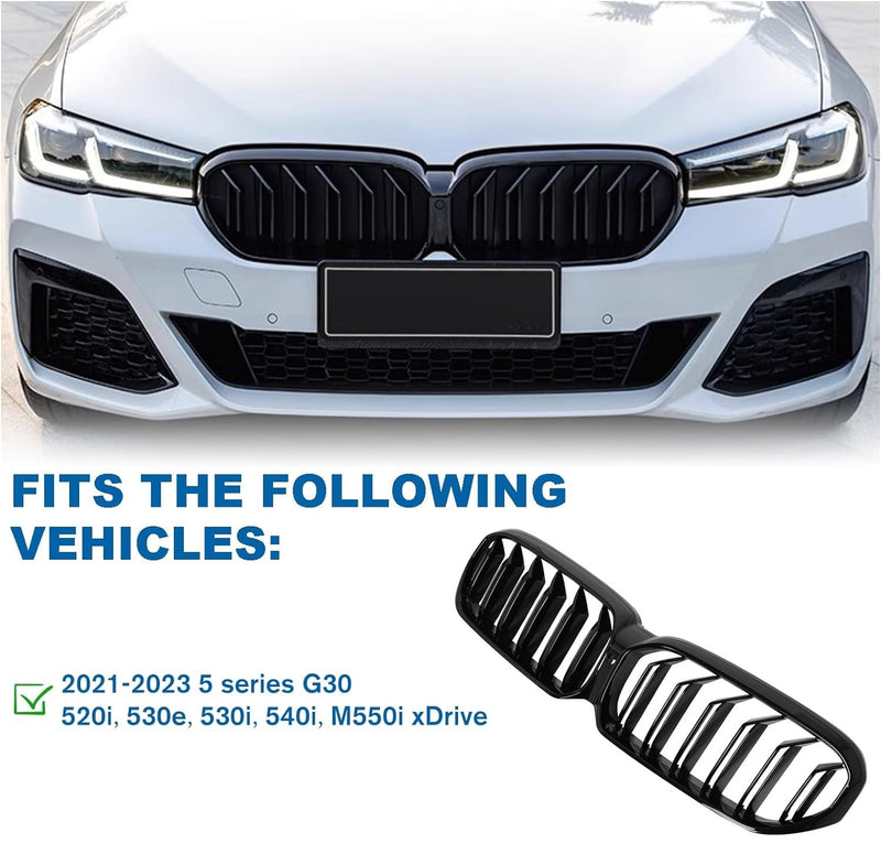 Двойни Бъбреци Решетки За BMW 5 SERIES G30 G31 LCI БМВ 5-та Серия Facelift BMW G30 G31 G38 2020г.-2023г. Черен Гланц Лак - Avtozona