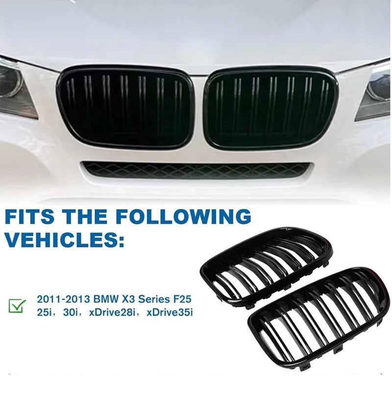 Двойни Бъбреци Решетки За БМВ BMW X3 F25 Преди Фейслифт 2010г.-2014г. Черен Гланц Лак - Avtozona