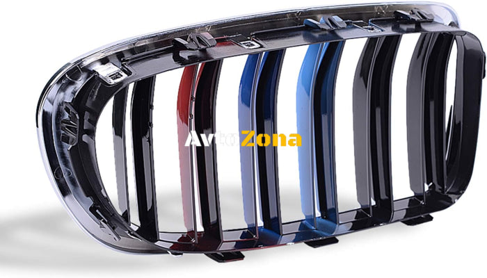 Двойни Решетки за BMW F10 / F11 (2010 + ) с Три Цвята и Хром рамка - Avtozona