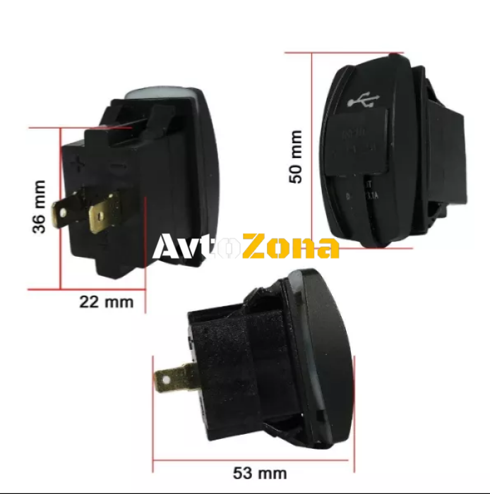 Двойно USB Универсално Зарядно за Вграждане Коли Мотори Лодки 3.1А - Avtozona