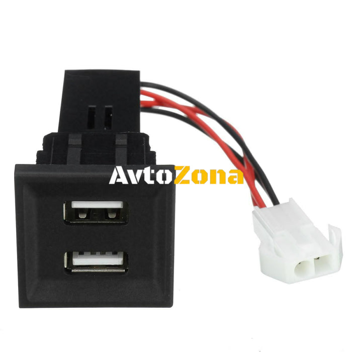 Двойно USB Зарядно за Вграждане за Volkswagen Фолксваген VW Transporter Транспортер Caravelle Каравел Т5 2003 - 2009 - Avtozona