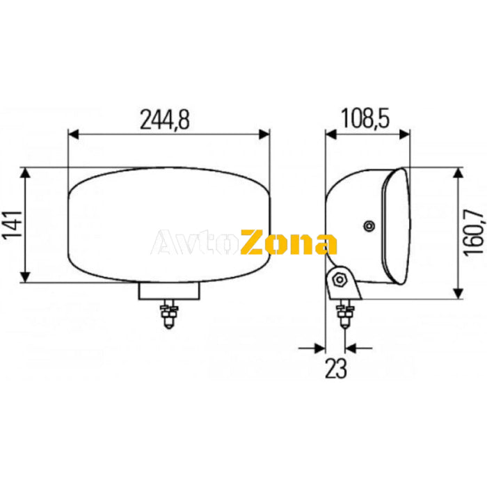Един 1 Брой Халоген Фар 265mm X 161mm 12V 24V Крушка H7 + 6 LED ЛЕД Диода E-Mark За Камион Трактор Багер Земеделски Машини и др. - Avtozona