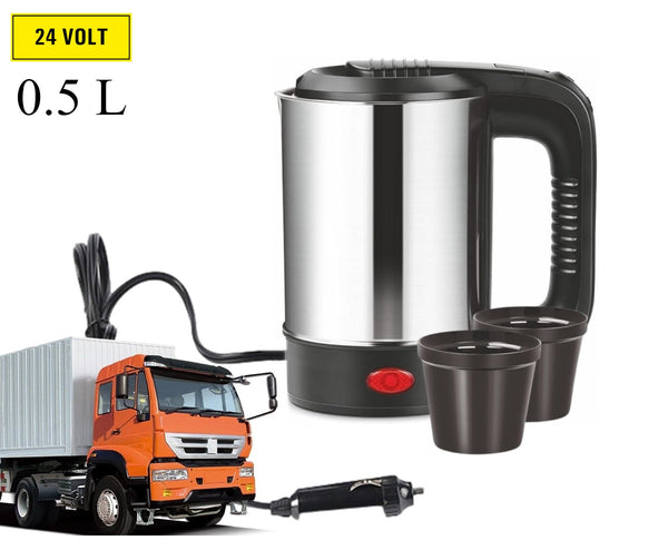 Електрическа термокана чайник с кабел и 2 броя чаши - 24V / 250W / 500ml - Avtozona