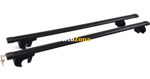 ГРЕДИ НАПРЕЧНИ ЗА БАГАЖНИК ЗА КОЛА - ЗА СТАНДАРТНИ НАДЛЪЖНИ РЕЛСИ С ОТВОР - 120CM С КЛЮЧ - ЧЕРНИ - Avtozona